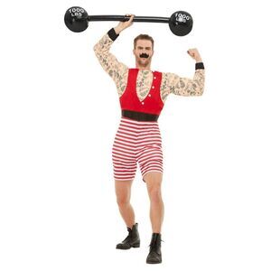 Smiffys Mens Deluxe Strongman Costume Set / White/Red/Black